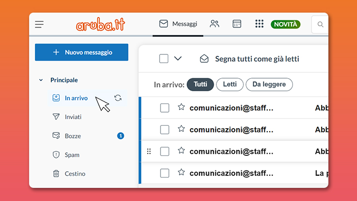 Screenshot Posta in arrivo